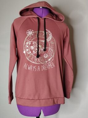 Stella Tweed Rose Pullover Hoodie with Black Drawcord